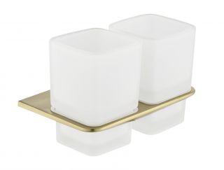 Настенный стакан двойной Grocenberg AC0056 (Матовое золото)